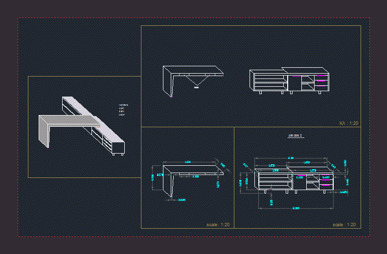 Office Desk DWG Detail For AutoCAD Designs CAD