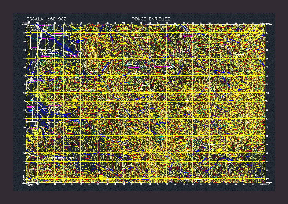 Topographic Map Ponce Enriquez Dwg Block For Autocad Designs Cad