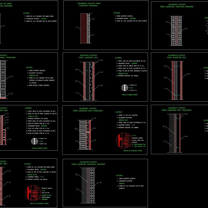 Acoustic Isolation Walls DWG Detail For AutoCAD Designs CAD