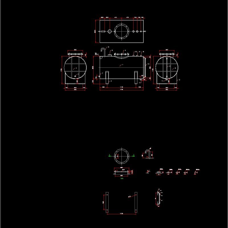 Tank 250glns Fuel DWG Detail For AutoCAD Designs CAD