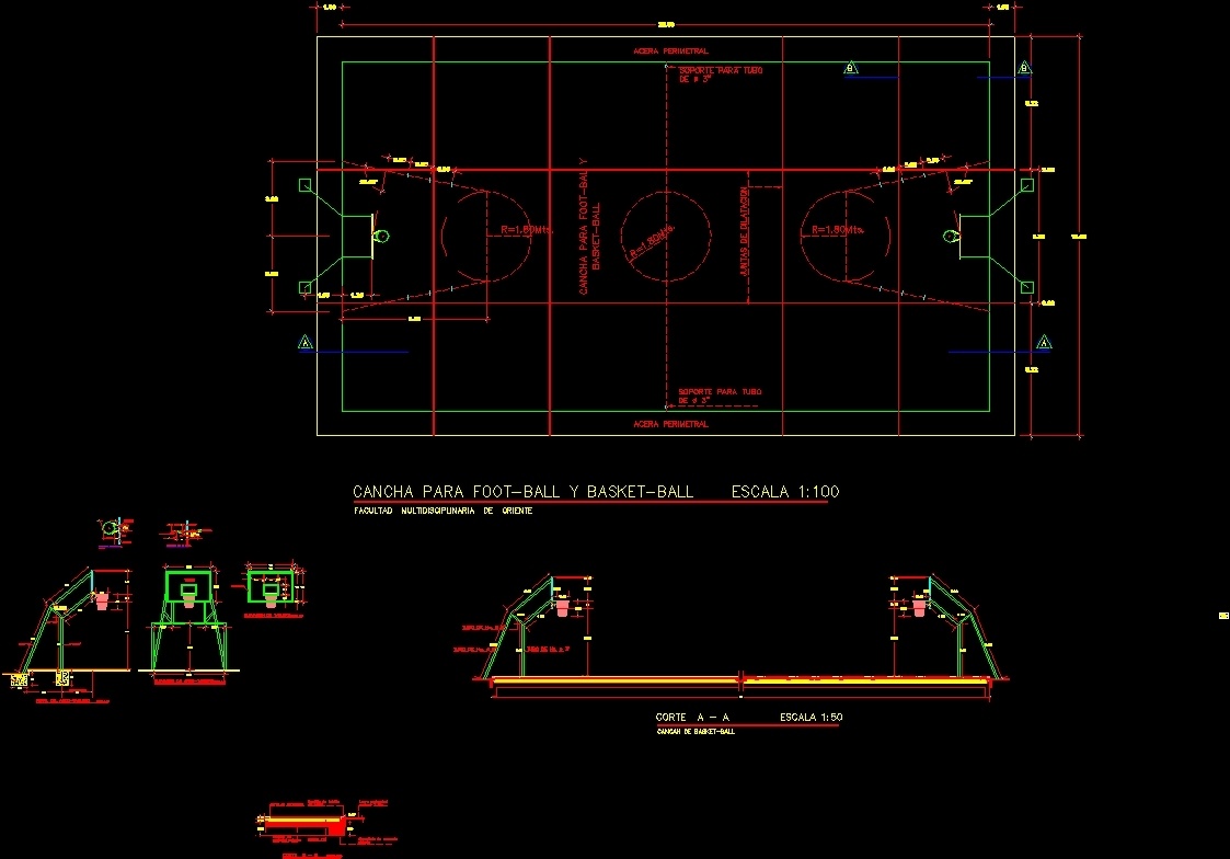 Basquetball Courts Dwg Detail For Autocad Designs Cad