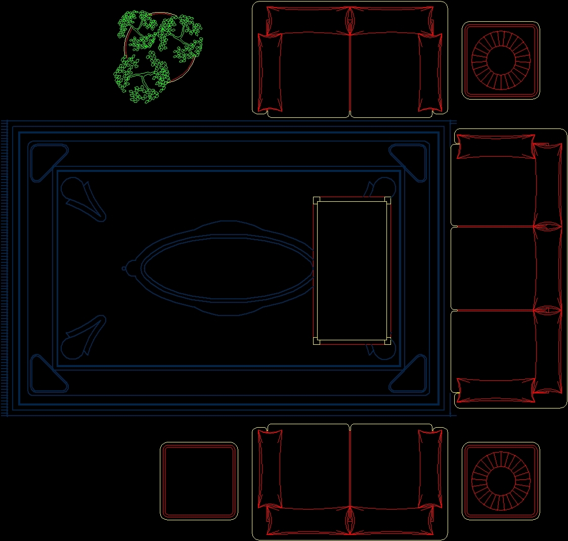 Living Room 2D DWG Block For AutoCAD Designs CAD