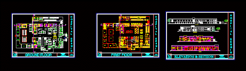 100-Bed Hospital DWG Section for AutoCAD