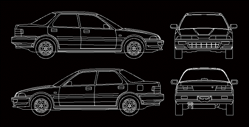 1994 Acura Integra 4 Doors DWG Plan for AutoCAD