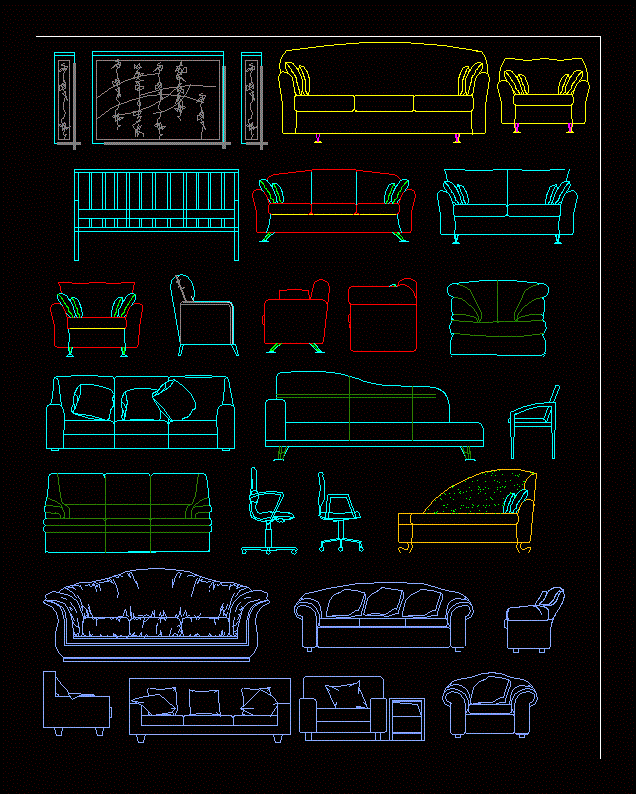 Мебель интерьер dwg