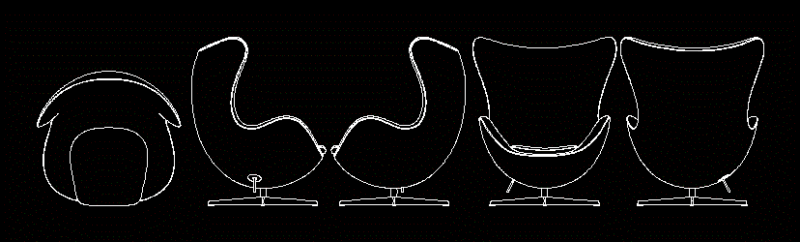 Egg Chair 2D DWG Elevation for AutoCAD