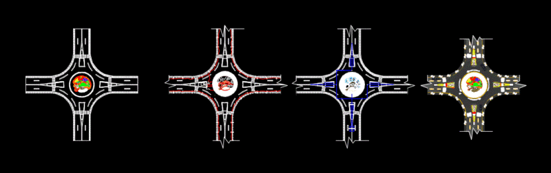 Roundabouts 2D DWG Block for AutoCAD