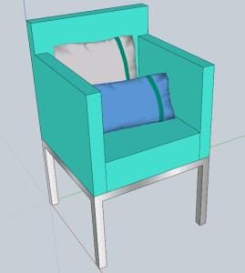 Armchair With Cushions 3D SKP Model for SketchUp