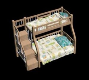 Double And Bunk Bed 3d 3ds Model For 3d Studio Max • Designs Cad