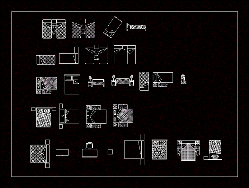Accessories Bedrooms – Beds DWG Block for AutoCAD