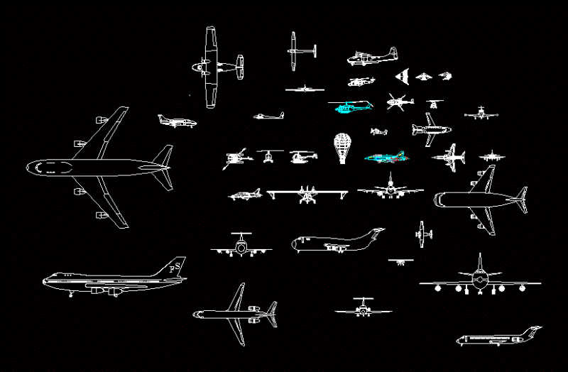 Aircraft 2D DWG Block for AutoCAD