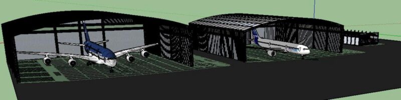 Aircraft Hangar And Fire Station 3D SKP Model for SketchUp