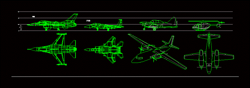 Aircraft – Helicopters 2D DWG Plan for AutoCAD