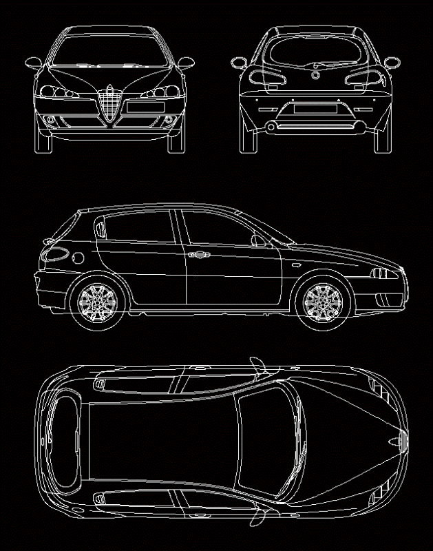 Alfa Romeo 147 In May 2005 Tueder DWG Plan for AutoCAD