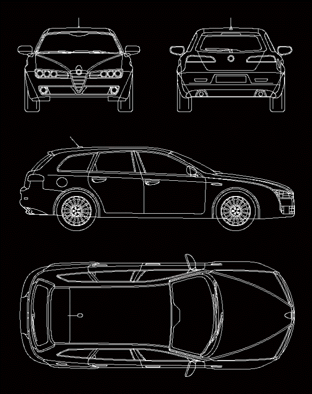 Alfa Romeo 159 Sportwaton 2006 DWG Plan for AutoCAD