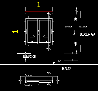 Aluminium Sliding Window DWG Detail for AutoCAD • Designs CAD