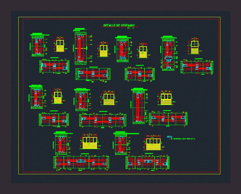 Aluminium Sliding Window DWG Detail for AutoCAD