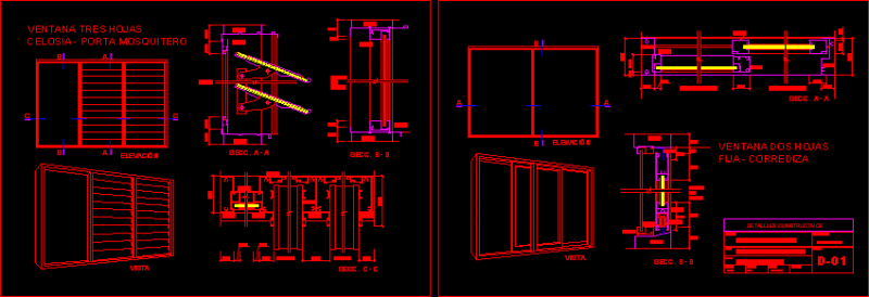 Aluminium Window DWG Detail for AutoCAD