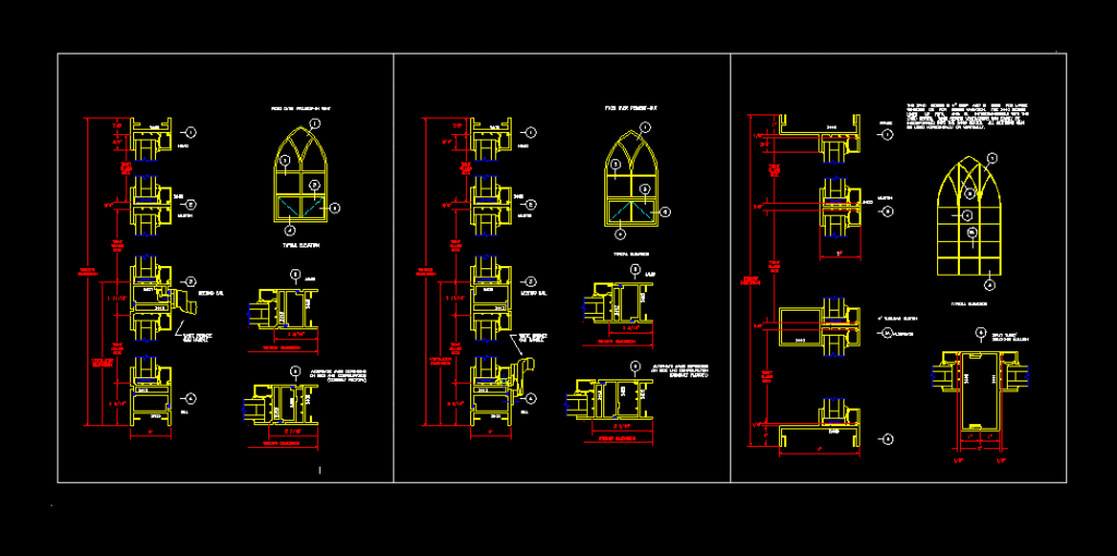 Aluminium Windows DWG Section for AutoCAD