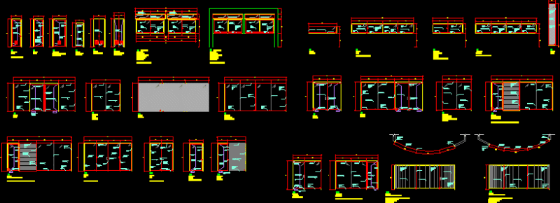 Aluminium Windows Views DWG Block for AutoCAD