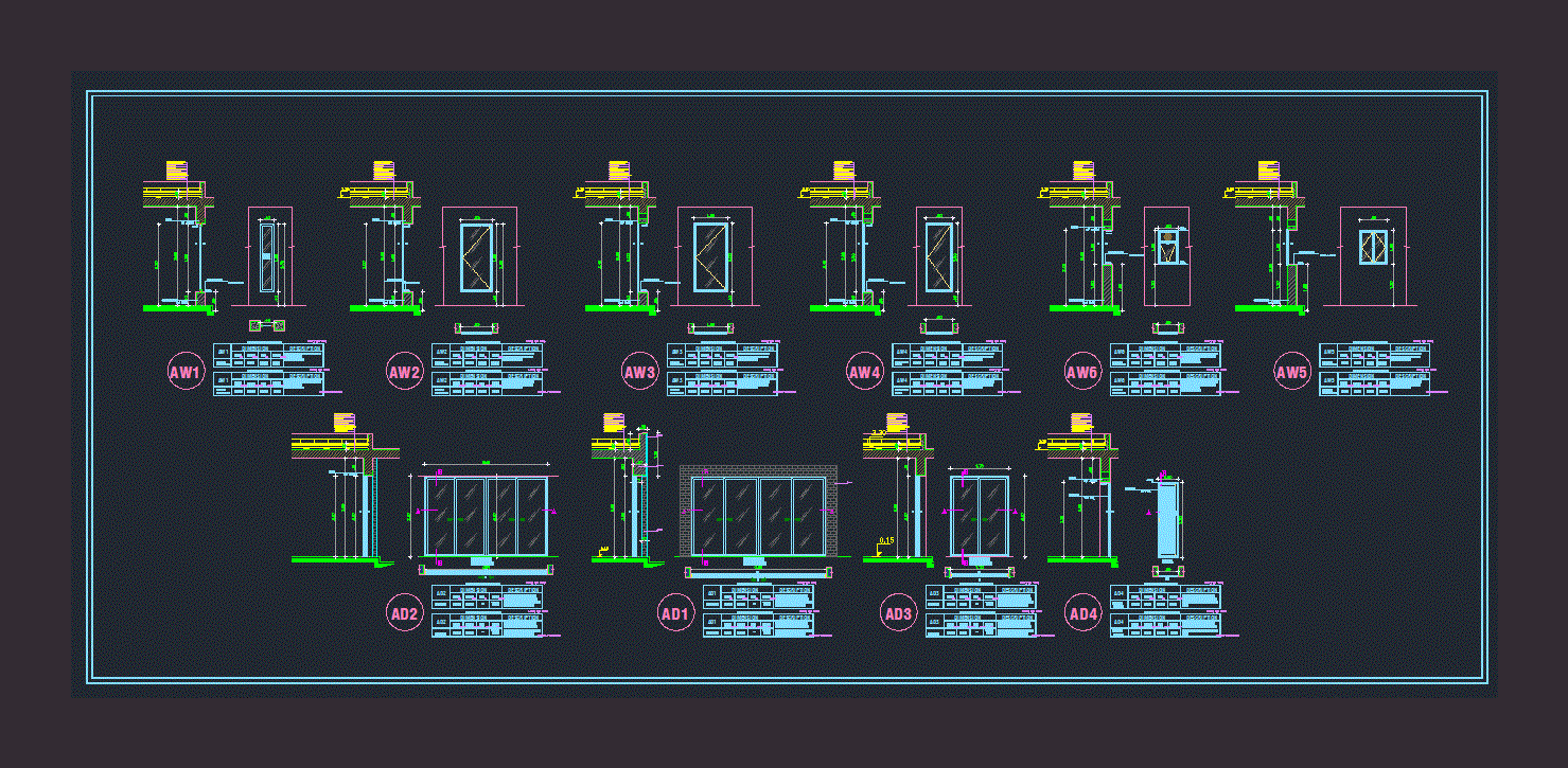 Aluminuim Windows DWG Block for AutoCAD • Designs CAD