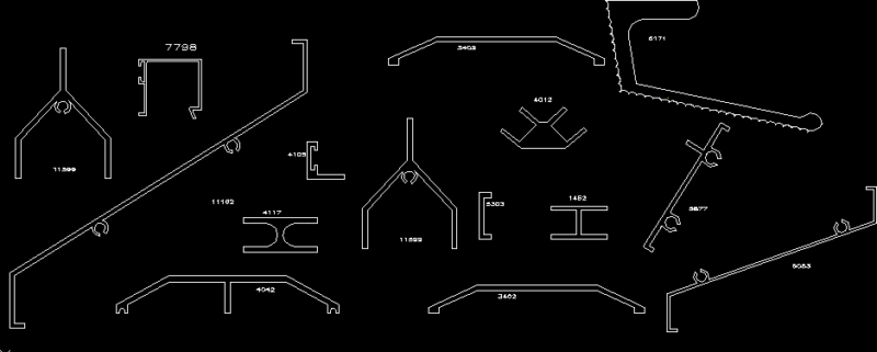 Aluminum Profiles DWG Detail for AutoCAD