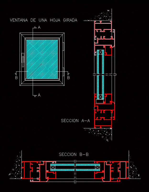 Aluminum Window Detail DWG Section for AutoCAD