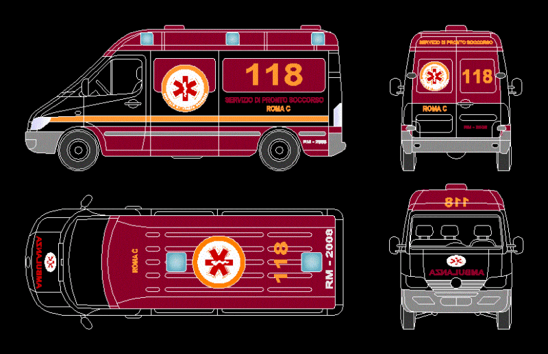 Ambulances DWG Plan for AutoCAD
