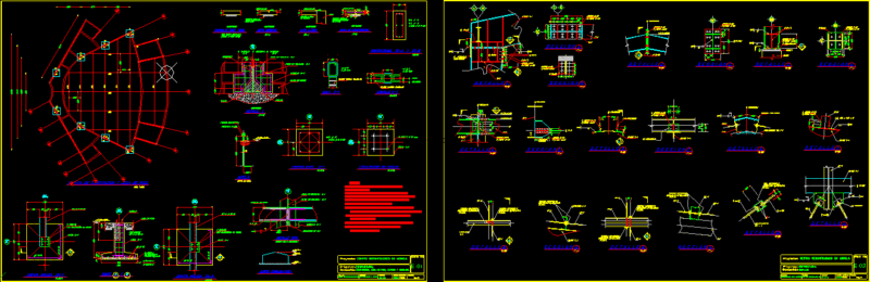Auditorium In Gerontology Center, Steel Structure Plans Details DWG Full Project for AutoCAD