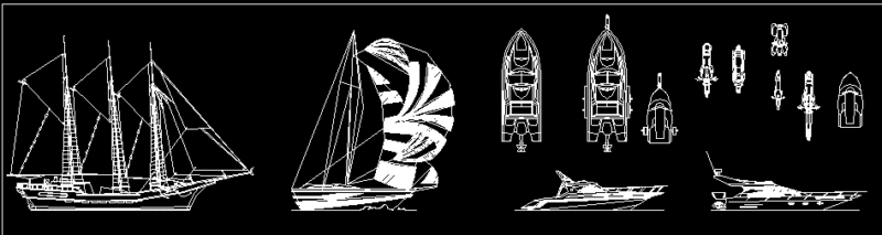 Auocad Library – Boats – Ships DWG Block for AutoCAD