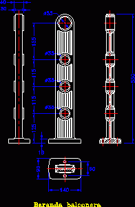 Balcony Rail DWG Block for AutoCAD