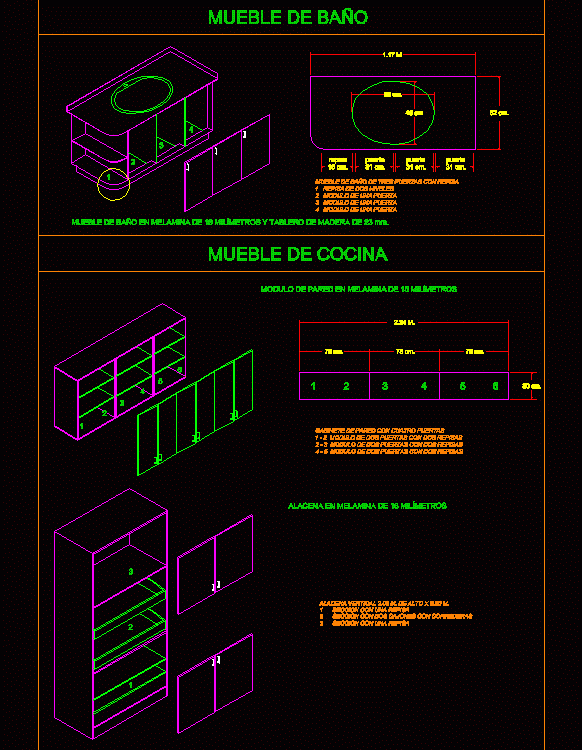 Bathroom Cabinet, Pastry Wall And Cupboard DWG Block for AutoCAD