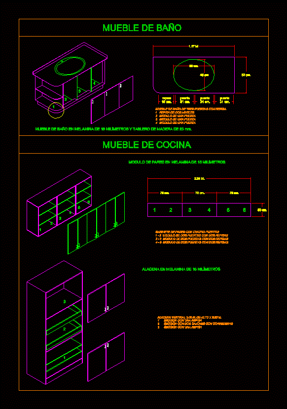 Bathroom Cabinet, Pastry Wall And Cupboard DWG Block for AutoCAD