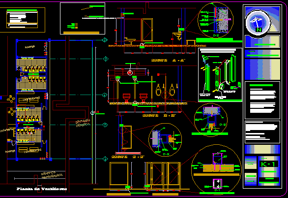 Bathrooms Screen Details DWG Section for AutoCAD • Designs CAD - BathroomsscreenDetails 12489