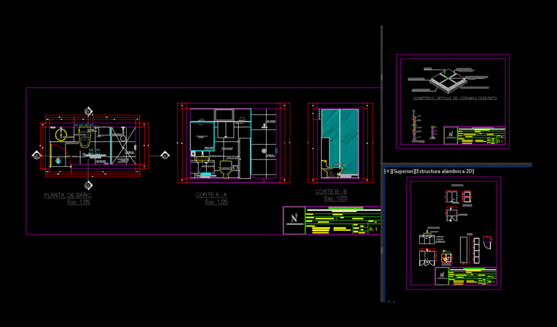 Bathroom With Details Of Materials And Furnishings DWG Detail for AutoCAD
