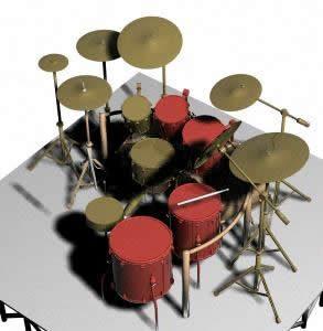 Drums Musical Instrument 3D 3DS Model for 3D Studio Max