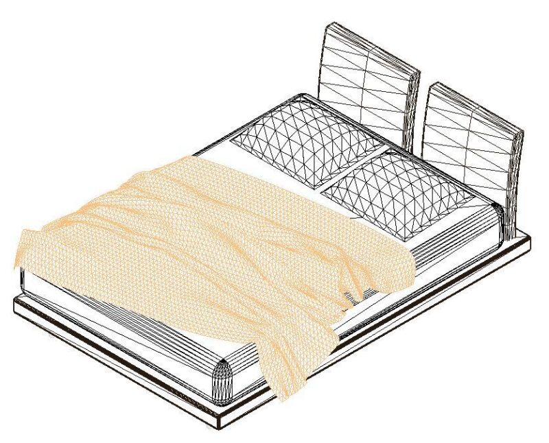 Bed 3D DWG Model for AutoCAD