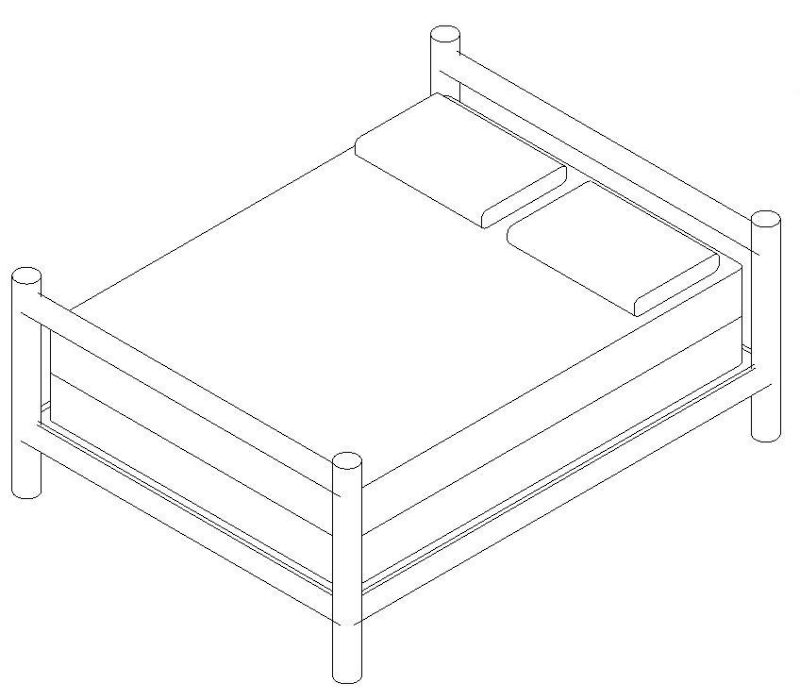 Bed 3D DWG Model for AutoCAD