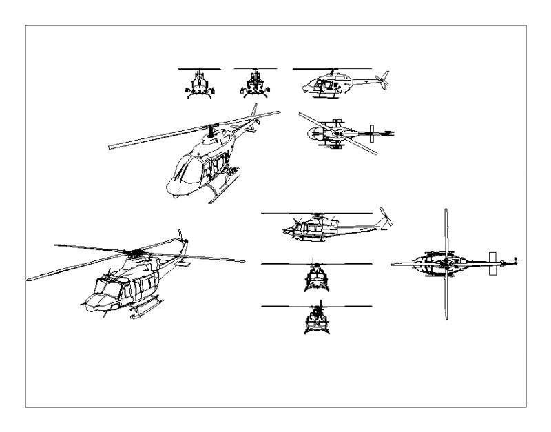 Beel Helicopter DWG Block for AutoCAD