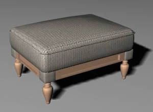 Rectangular Tufted Ottoman 3ds Max Model
