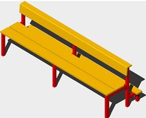 Bench For Church 3D DWG Model for AutoCAD