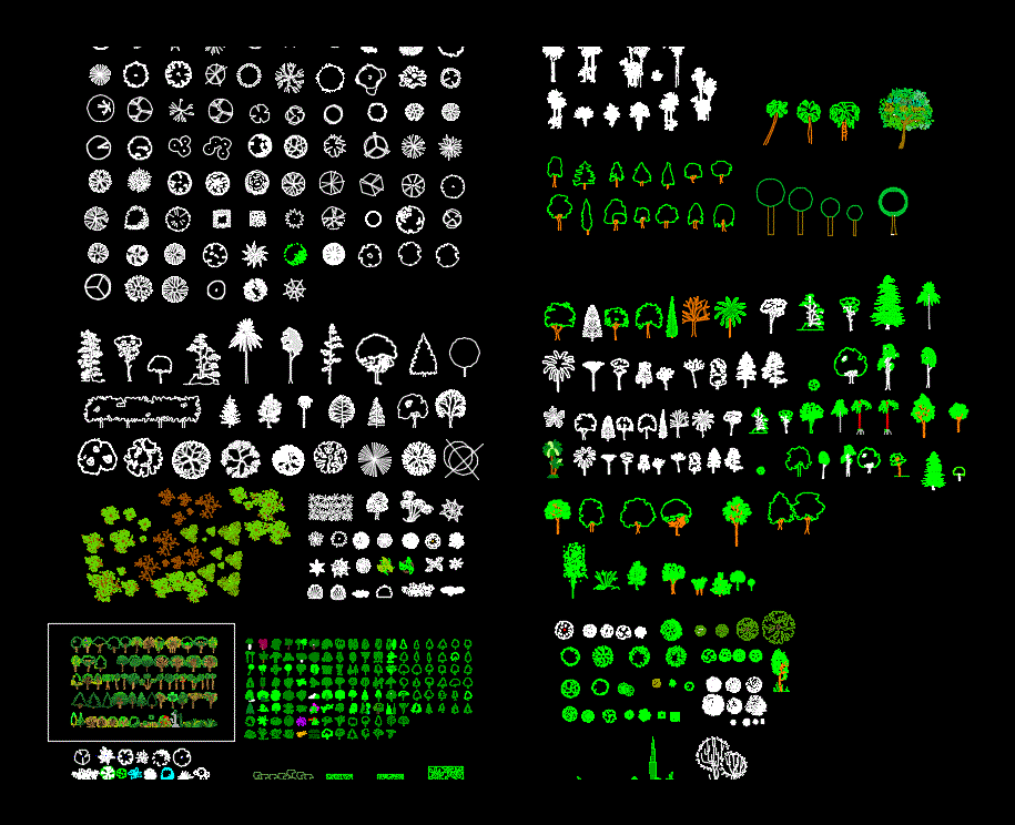 Vegetation Trees Plants Bushes And Shrubs Library In 2d Dwg Block For