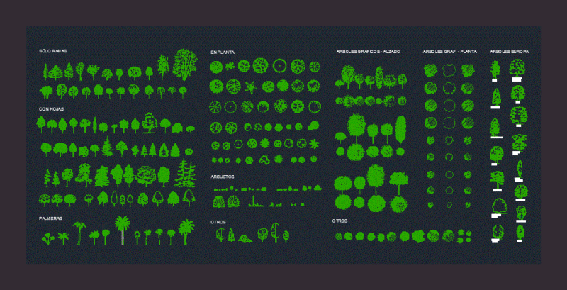 Block Vegetation – Trees DWG Elevation for AutoCAD