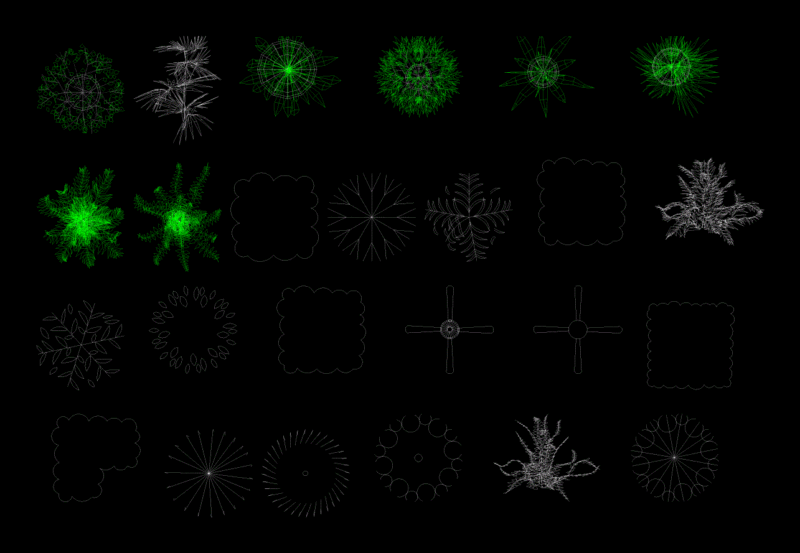 Trees, Shrubs Plan and Elevation 2D DWG Block for AutoCAD