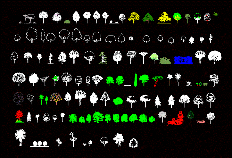 Blocks Trees DWG Elevation for AutoCAD