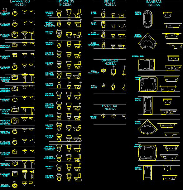 Blocks Tubs, Sinks And Toilets--American Standard DWG Block for AutoCAD