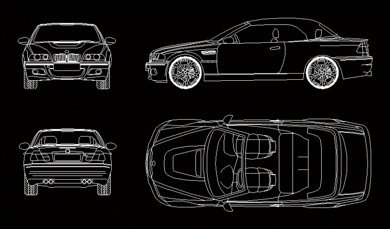 Bmw M3 Conv 2007 – 2D DWG Plan for AutoCAD