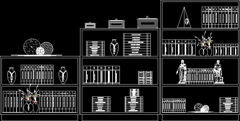 Bookcase View DWG Block for AutoCAD • Designs CAD