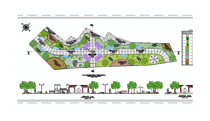 Boulevard / Plaza Plan 2D DWG for AutoCAD