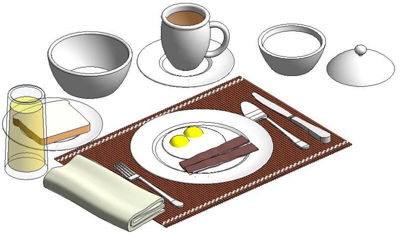 Breakfast Served 3D DWG Model for AutoCAD